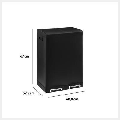 POUBELLE DE TRI 2 BACS A PEDALE ARIANE 30L NOIR