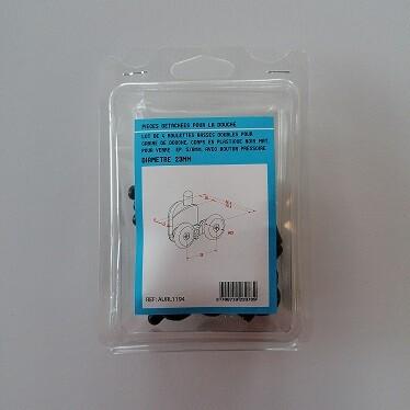 LOT DE 4 ROULETTES DOUBLE CORPS EN PLASTIQUE NOIR MAT (D:23MM)