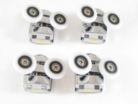 LOT DE 4 ROULETTES DOUBLES CABINE DOUCHE, METAL ET CHROME (D:23MM)