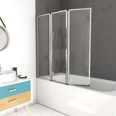 PARE BAIGNOIRE 3 VOLETS  143X125 CHROME