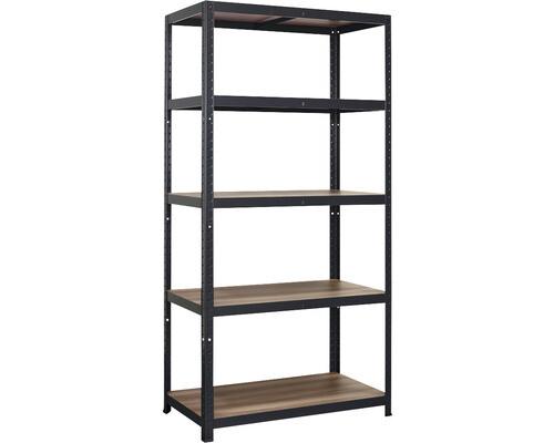 ETAGERE BOIS NOIR 176X90X45CM 5 NIVEAUX