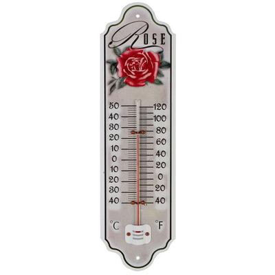 THERMOMETRE METAL ROSE H.28CM