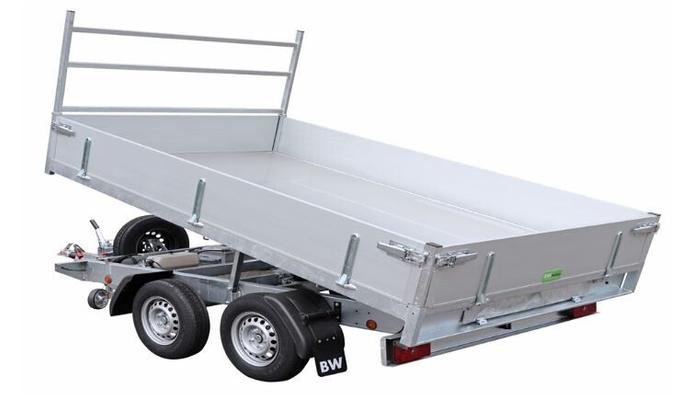 REMORQUE FREINE PLATEAU  ALU BASCULANT 3.30X1.80M 2 ESSIEUX 2.7T