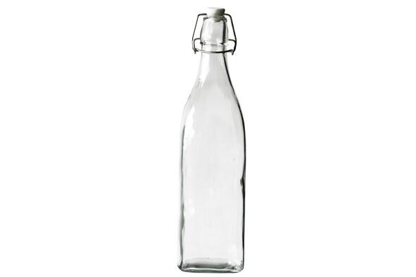 BOUTEILLE CARREE+BOUCHON BLANC 1.03L