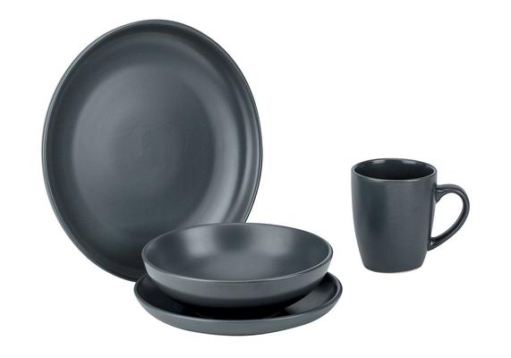 VIVA SERVICE DE TABLE GRIS FONCE 16PCS