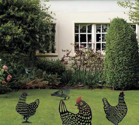 SILHOUETTE DECO DE POULE A PLANTER 50X50CM