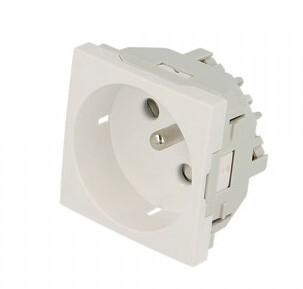 PRISE 45° + TERRE 2 MODULES BLANC