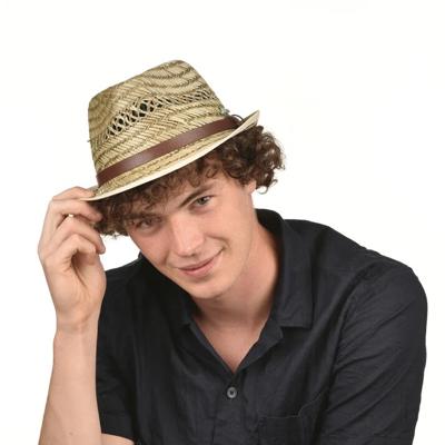 CHAPEAU PAILLE + CEINTURE IMITATION CUIR 57 M