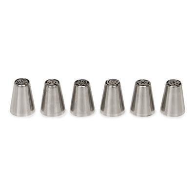 SET DE BUSES FLEURS 3,8 CM EN ACIER INOXYDABLE ARGENTE - 6 PIECES