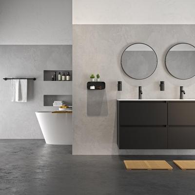 TIGER 2-STORE PANIER DE DOUCHE/PLATEAU MURAL 25CM NOIR