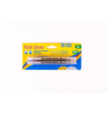 MARQUEUR METALLIQUE OR + ARGENT