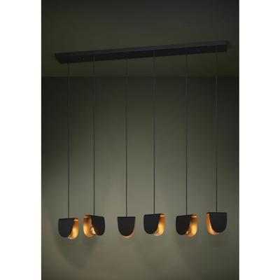SERENARA SUSPENSION 6X40W ACIER NOIR-OR