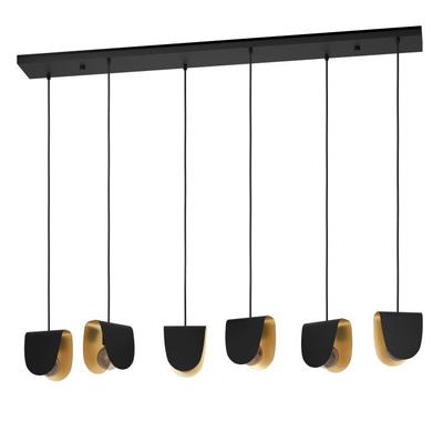 SERENARA SUSPENSION 6X40W ACIER NOIR-OR