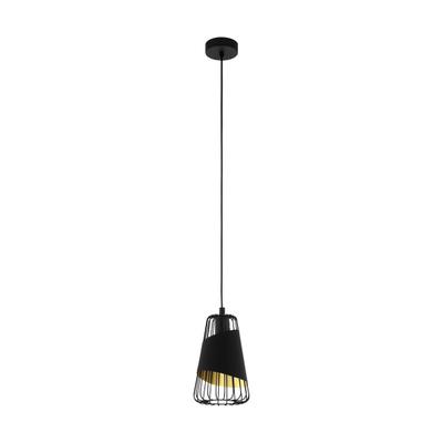AUSTELL SUSPENSION ACIER NOIR-OR H.1.10M D.16.5CM E27 1X60W