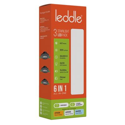 SPOT ENCASTRABLE LED DIM 6 EN 1 CCT NOIR (3PC)
