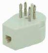 PRISE TELEPHONE PASSAGE 5P RJ11 + ADAPTATEUR