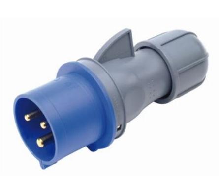 FICHE MALE 3P 220V 32A BLEU
