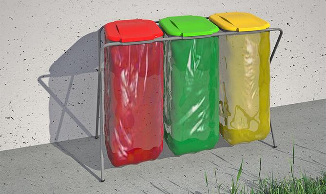 SUPPORT SAC POUBELLE TRIPLE 36X76XH81,5CM