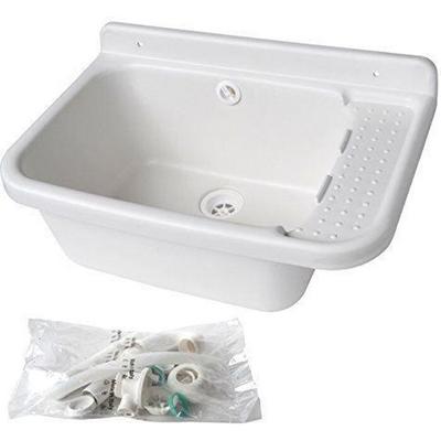 DEVERSOIR RESINE BLANC 50X35X24CM + FIX + SIPHON