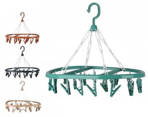 SECHE LINGE OVAL 20 PINCES 30X42CM 4 COULEURS ASSORTIES