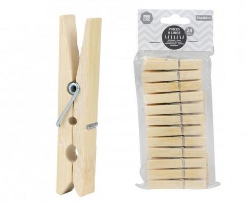 PINCE A LINGE EN BAMBOU X24PCS