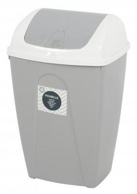 POUBELLE FLIP 10L BICOLORE BLANC GRIS CLAIR