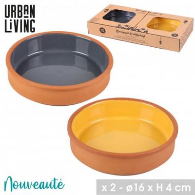 RAMEQUIN EN TERRE CUITE D.16XH4CM (2PCS-2COULEURS)