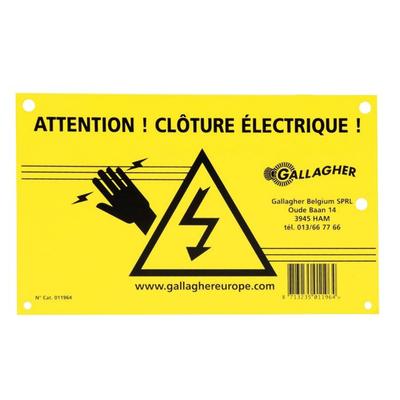 PLAQUETTE SIGNALITIQUE CLOTURE ELECTRIQUE BE/FR
