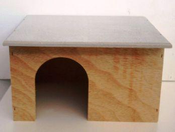 MAISON LAPIN BOIS + TOIT GRIS 29X26X17CM