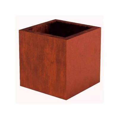 JARDINIERE CARREE ACIER CORTEN 500X500X500X2MM NON ASSEMBLE