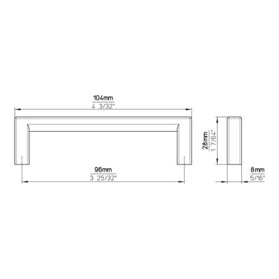 POIGNEE CARRE ZMC NOIR MAT CC 96 MM