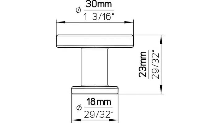 BOUTON PLAT RONDE D:30 MM NOIR MAT