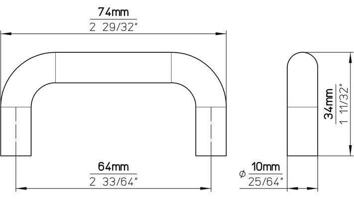 POIGNEES 64MM D:10MM PVC NOIR