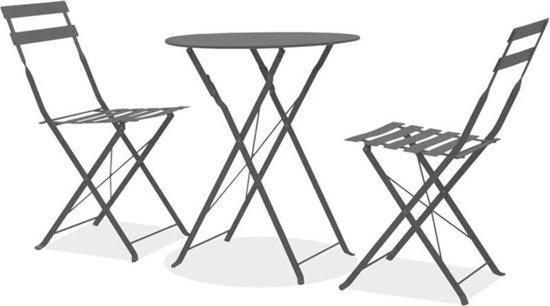 SET BISTRO GRIS (1 TABLE + 2 CHAISES)