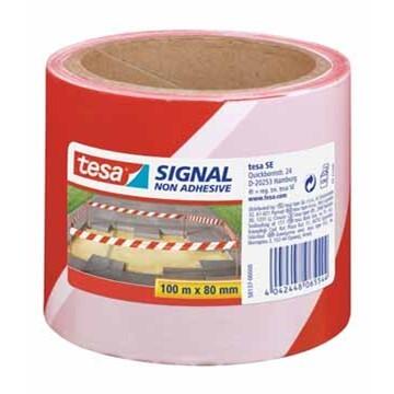 TESA RUBAN SIGNALISATION DE COULEUR ROUGE-BLANC DE 100 X 80 MM DE TYPE 58137