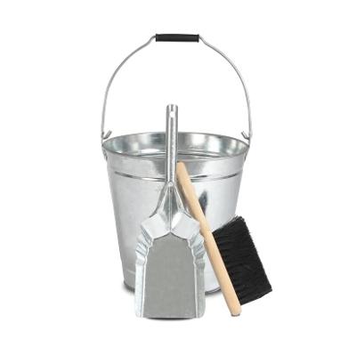 ENSEMBLE SEAU + PELLE+ BALAI ACIER GALVANISE