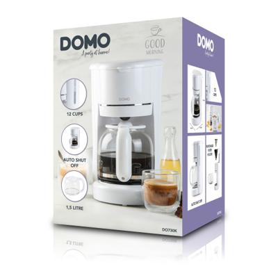DOMO Cafetière Grind And Brew DO721K - Broyeur Intégré - 1.5L - Écran LCD - Café En Grains Ou Moulu