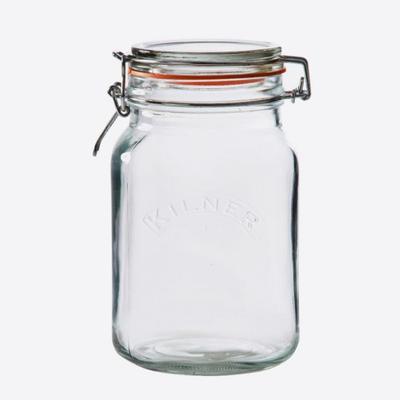 BOCAL CONSERVATION EN VERRE CARRE AVEC FERMETURE MECANIQUE 1,5L