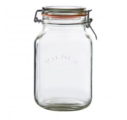 BOCAL CONSERVATION EN VERRE CARRE AVEC FERMETURE MECANIQUE 2L