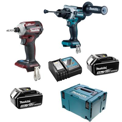 MAKITA COMBOPACK VISSEUSE-PERC + VISSEUSE CHOC +2 BAT +CHARG