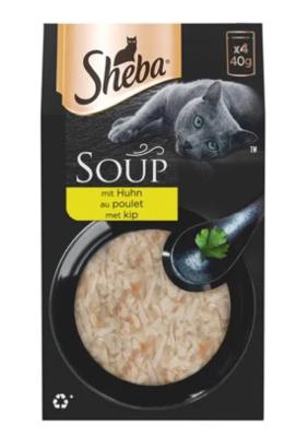 SHEBA SOUPE SACHETS FRAICHEUR AUX FILETS DE POULET 4X40G