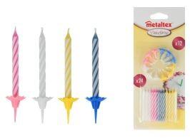 BOUGIES ANNIVERSAIRE 24P +12 SUPPORTS