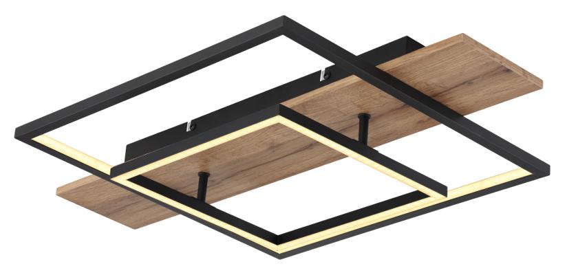 PLAFONNIER METAL LED 24W NOIR MAT DECOR BOIS 3000K