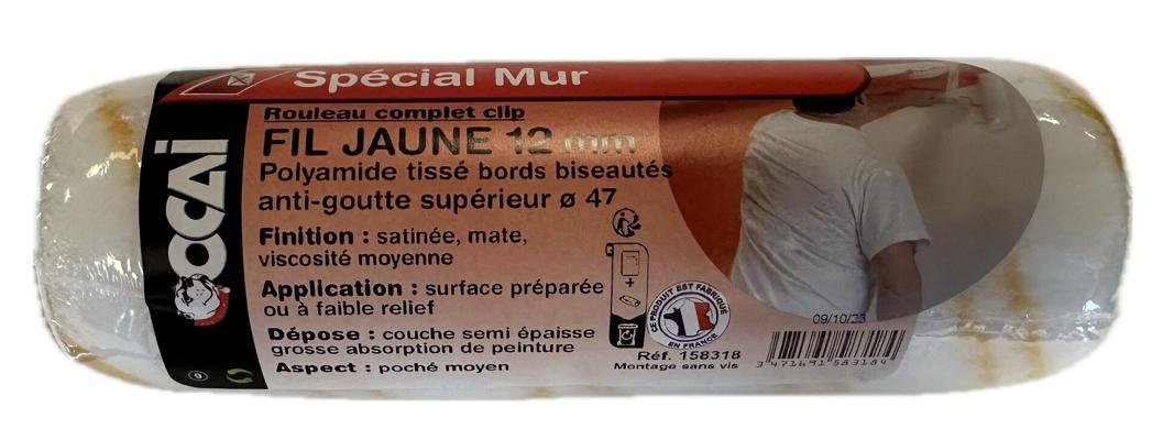 ROULEAU ANTIGOUTTE FIL JAUNE 12MM CLIP 180MM