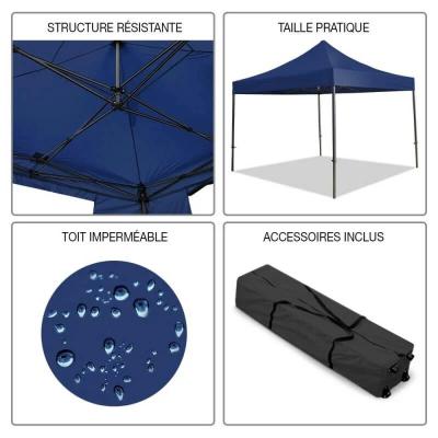 TONNELLE PLIANTE PRO 3X3M BLEU MARINE