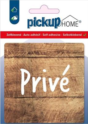 PICTO ADHESIF 3D BOIS "PRIVE" 90X90MM