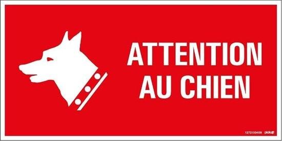 PLAQUE PLAST."ATTENTION CHIEN" 300X150MM