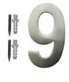 CHIFFRE MAISON INOX 75MM BROSSE N°9