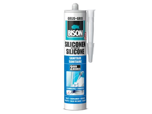 BISON MASTIC SILICONE SANITAIRE 300ML GRIS