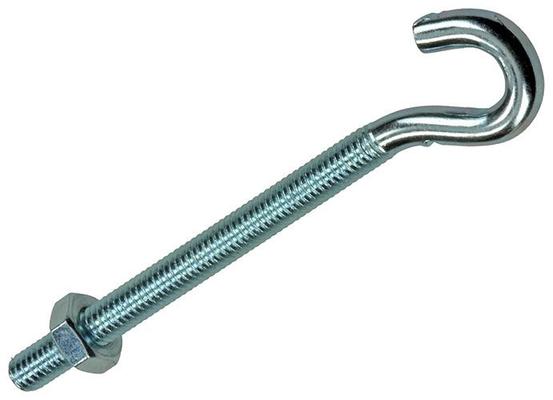 CROCHET D'ARMATURE VIS METAL +ECROU ACIER ZN 3PC M6X60MM